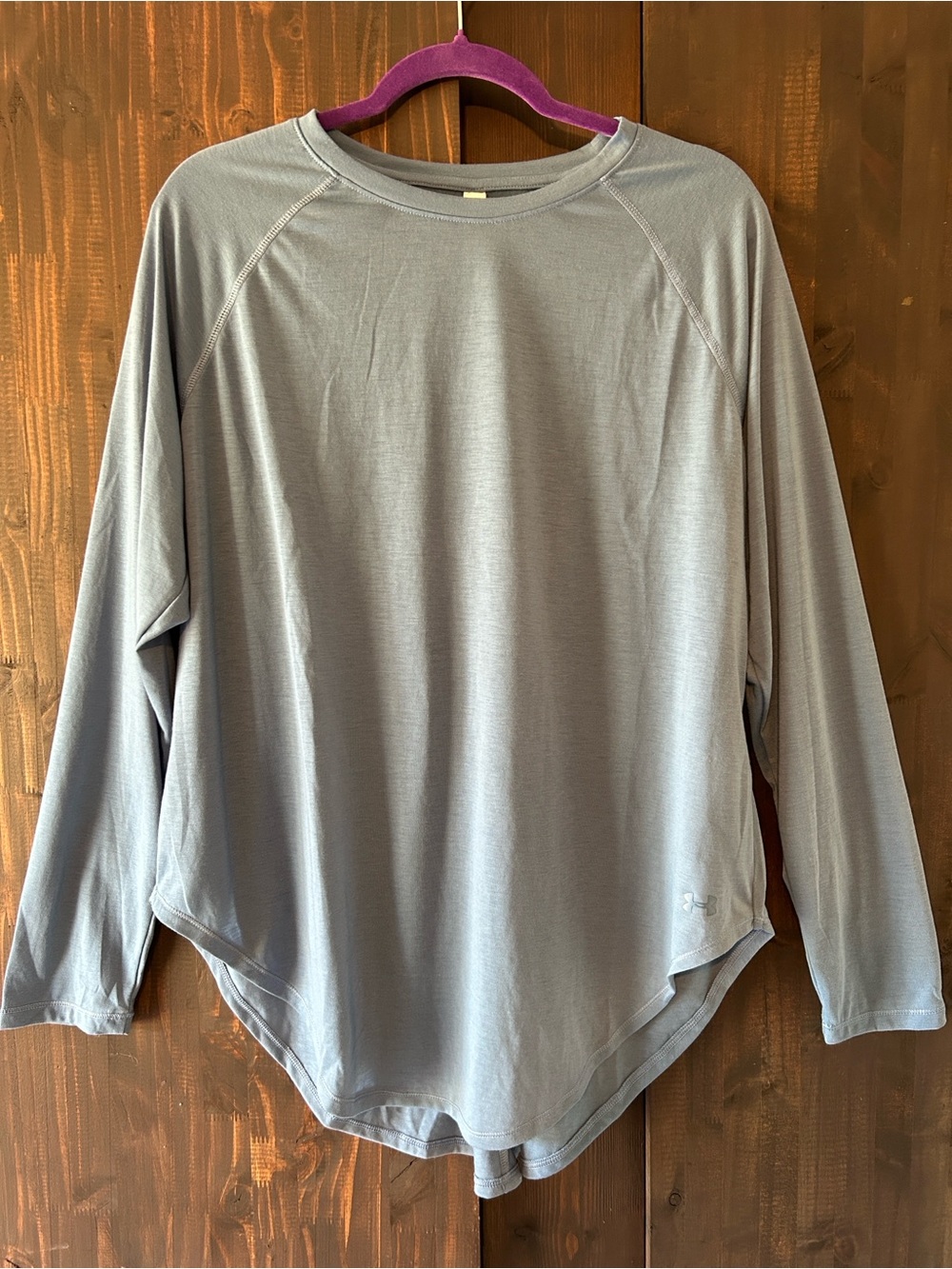 Under Armour Slate Blue L/S Loose Fit Performance Top Open Back Design Sz XL